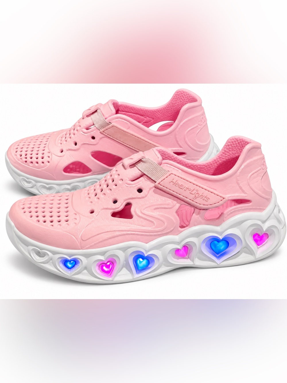Girls Kids Pink Light-Up sketcher foamies  Heart Sneakers size 13 girls